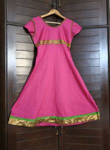 Women Pink Embroidered Cotton Mix Kurta