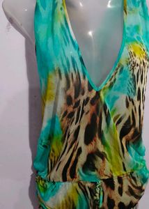 Chic Animal Print Wrap Top