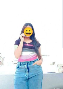 Striped Knit Top with Peter Pan Collar