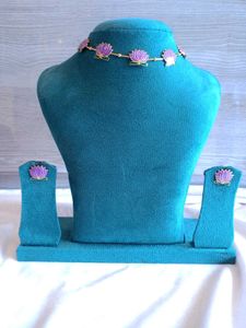 Lotus Meenakari Necklace Set