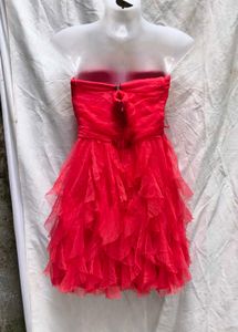 I. Red Strapless Ruffle Dress