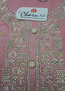 Deepavali    sale pink cotton stone work churidar
