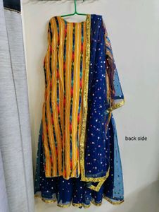 Strip Multi Colour Kurta with Navy Blue Garara 💗