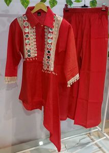 Assymetrical length Dhoop chaanw stylish coord set