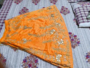 Orange Embroidered Lehenga Skirt