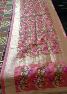Pink Banarasi Silk Duppata