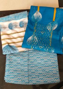 Blue Printed Kurta set material