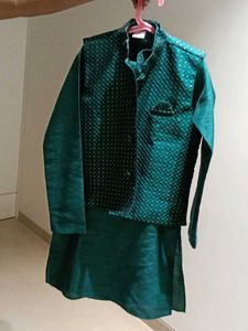 Lovely green Kurta pajama with Nehru jacket