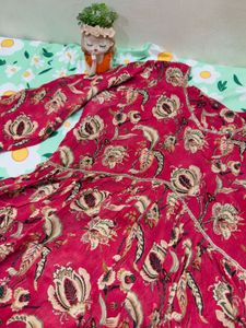 Floral Print Red Dress