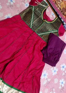 Girls' Red Anarkali Suit