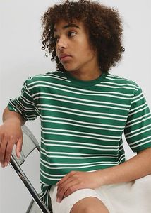 Green Striped Crew Neck T-Shirt