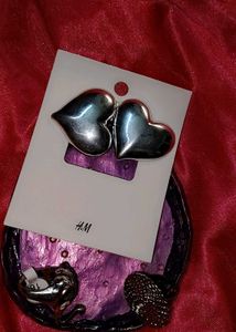 imported Silver Hoop &amp; Heart Earrings combo