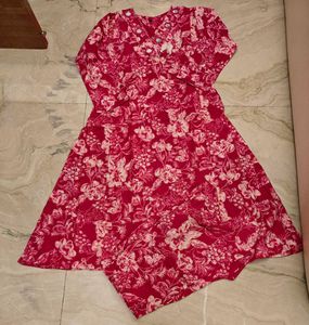 Mirror Work Floral Kurta Set