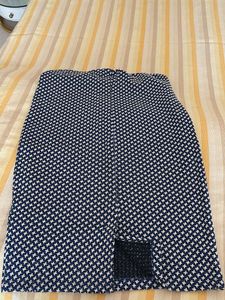 Navy &amp; White Patterned Pencil Skirt