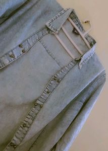 A Beautiful Blue Front Open Denim Shirt