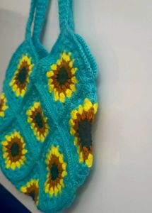 Crochet Sunflower Tote Bag