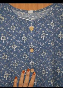 Blue Printed Kurti Dress 2xl size cotton