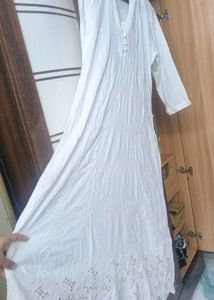 White Chikankari Long Dress