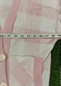 Imported Pink Plaid Cardigan