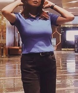 Stylish Blue Polo T-Shirt Top