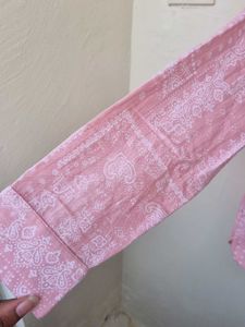 Pink Patterned Button-Up Shirt