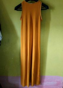 Zara-Mustard Maxi bodycon Dress
