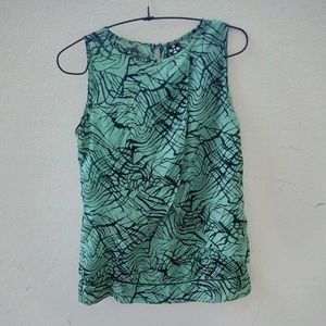 Black And Green Printed Top