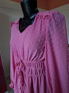 Pink Long Sleeve Mini Dress