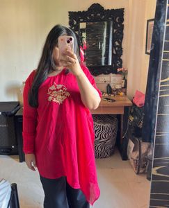 Asymmetrical Red Kurti