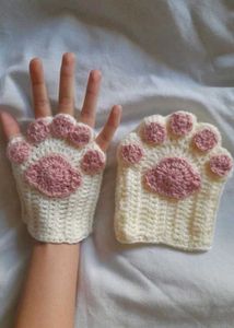 Cute Cat Paw Fingerless Gloves