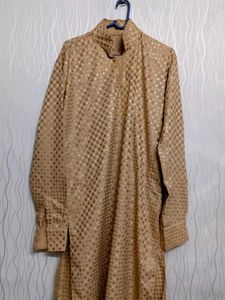 Elegant Gold Jacquard Kurta