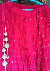 Red Embroidered Lehenga Skirt