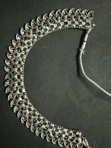 Green Silver Oxidised Necklace Set