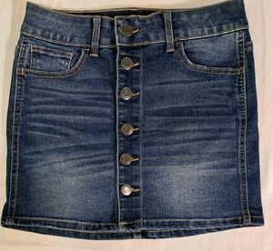 Denim Button-Front Mini Skirt