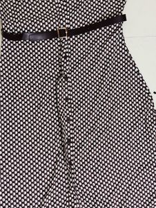 Size S-Women  Print Shirt Dress with Tie-up Belt