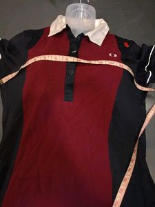 (Fredberry)Maroon &amp; Black Polo 👕 With White C