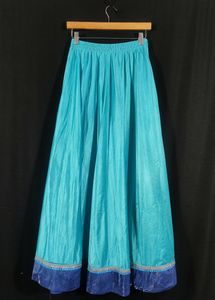 Dark Cyan Embroidered Front Open Kurti, Skirt &amp; Du