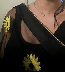 Elegant Black Floral Saree