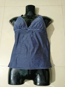 2 Striped Tankini Swimsuit Tops Camisole M&amp;L