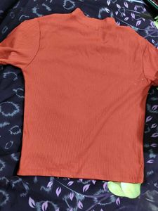 Orange Ribbed Top