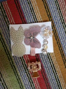 New 3 Piece Korean Pearl & Embellished Hair Clips