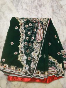 Dark Green 🍏 Saree Heavyworks 💎