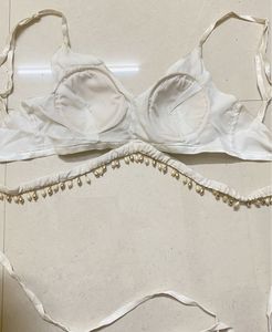 🤍 ✨ White Beaded Blouse