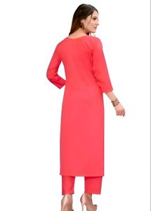 New Poly Silk Pink Printed Kurta Set