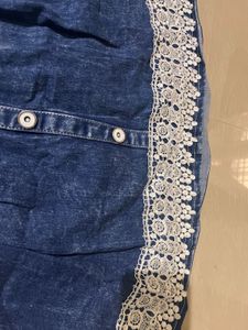 Denim Dress with Lace