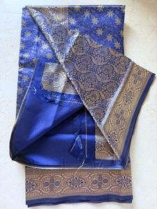 Unused Nevi Blue Silk Saree
