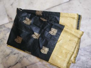 Elegant Black & Gold Saree