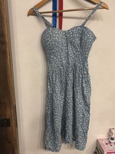 bustier Blue Floral Midi Corset Dress