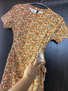Floral side cutout dress