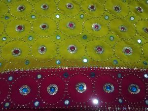 Green Embellished Dress Material